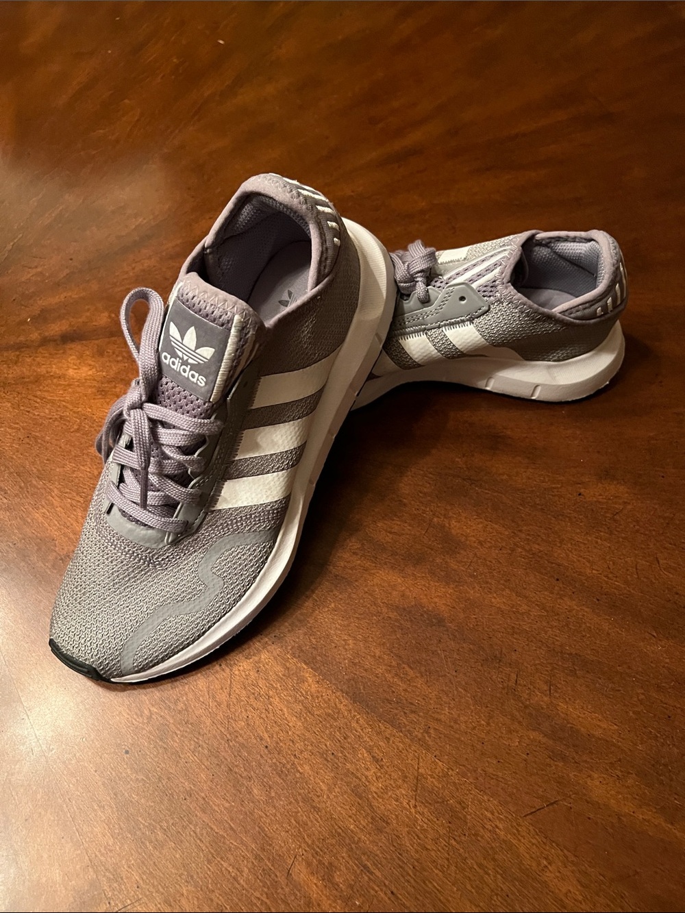 adidas Boys Gray and White Classic Runner Sneakers